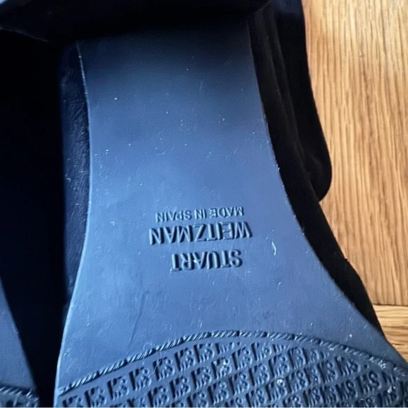 Stuart Weitzman Tieland Boots Black Suede Over The Knee Size 39 Heel - Picture 6 of 16